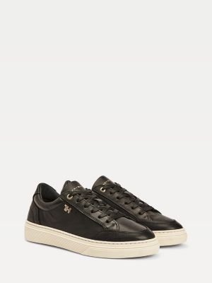 Leather Cupsole Trainers | BLACK 