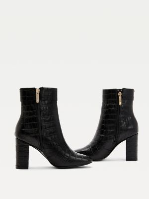 croc print heeled boots