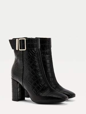croc print heeled boots