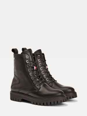 tommy hilfiger black leather boots