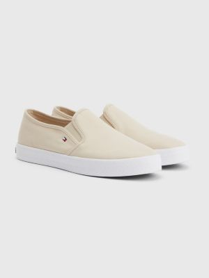 beige slip on trainers