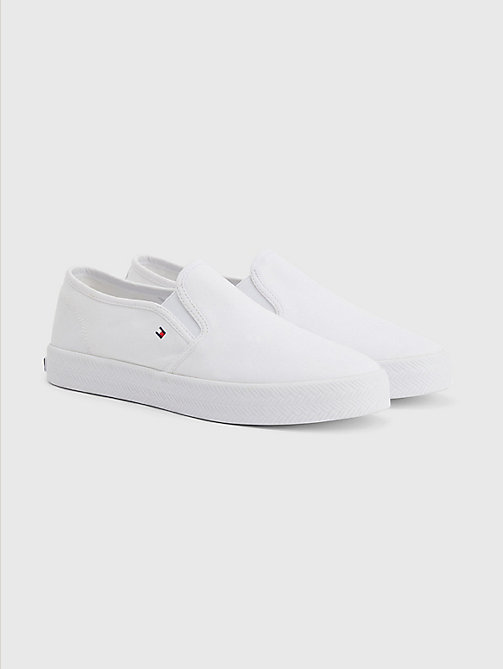 white essential nautical slip-on trainers for women tommy hilfiger
