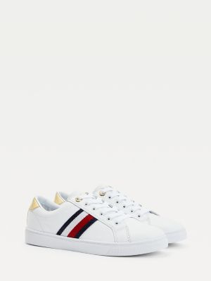 Signature Tape Cupsole Trainers | WHITE 