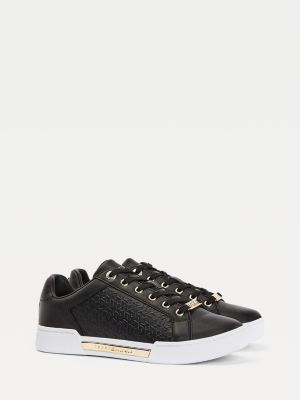 tommy hilfiger womens black trainers