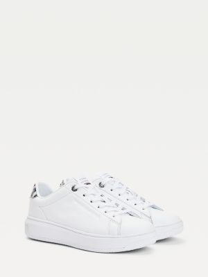 tommy jeans classic logo leather lace up trainers