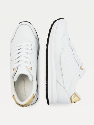 Metallic Leather Trainers | WHITE | Tommy Hilfiger