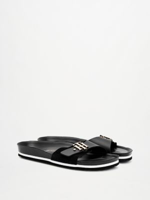 Suede Monogram Sandals | BLACK | Tommy Hilfiger