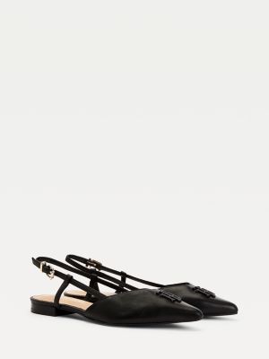 Leather Strappy Ballerina Flats | BLACK | Tommy Hilfiger