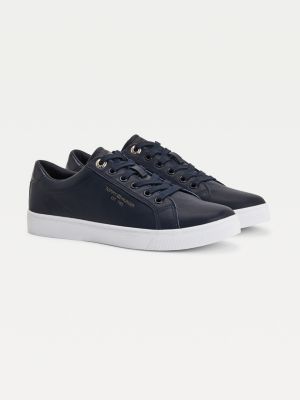 metallic leather cupsole trainers