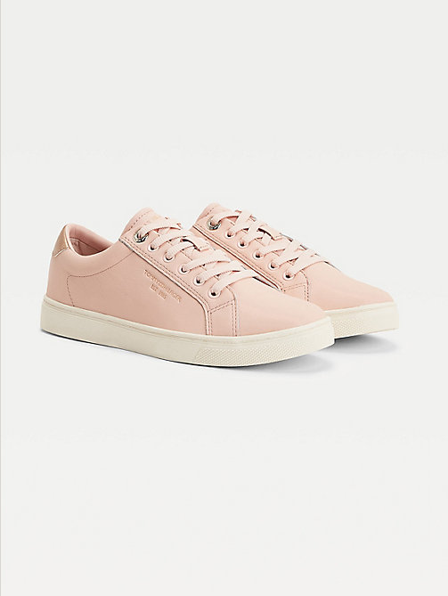 pink icons leather cupsole trainers for women tommy hilfiger