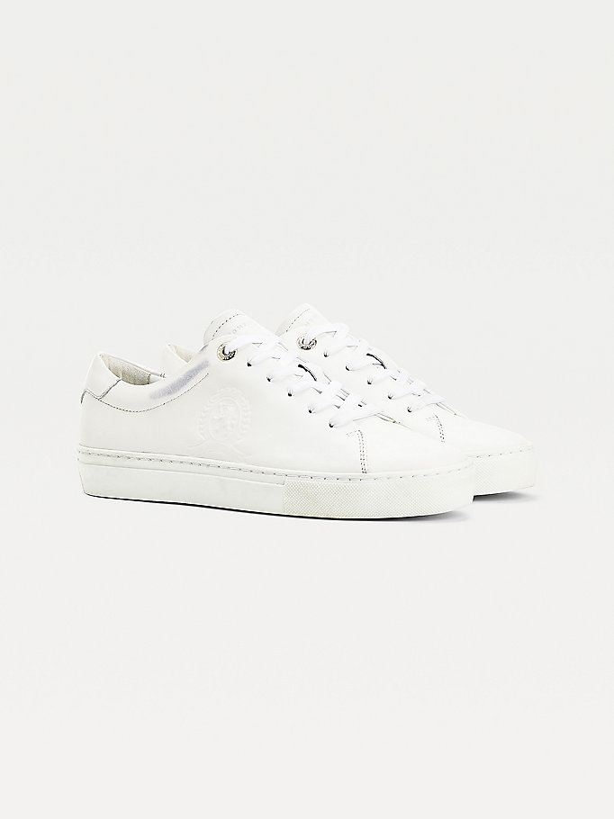 white crest leather cupsole trainers for women tommy hilfiger