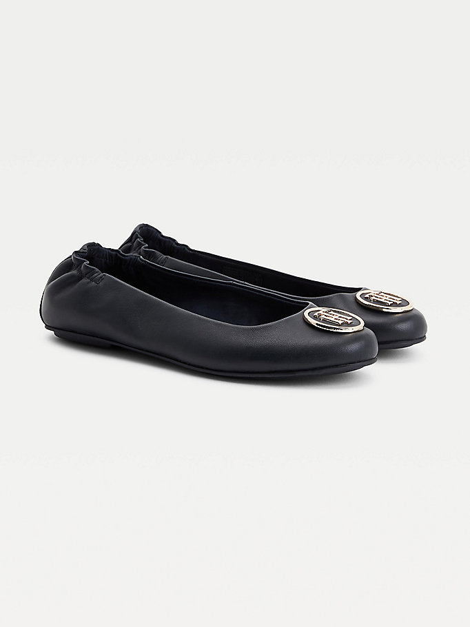 blue essential leather ballerinas for women tommy hilfiger