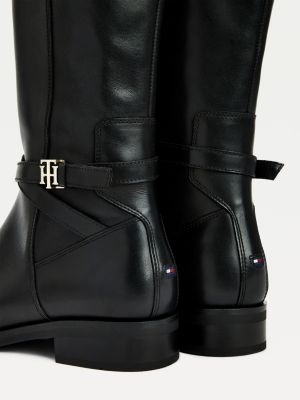 Long Leather TH Monogram Boots | BLACK | Tommy Hilfiger