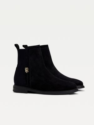 Essential Wildleder-Stiefelette mit Monogramm | BLAU | Tommy Hilfiger