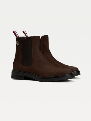 Monogram Chelsea Suede Ankle Boots | BROWN | Tommy Hilfiger