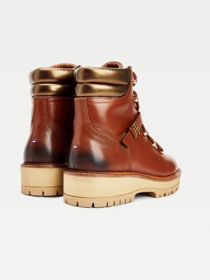 monogram buckle cleat ankle boots