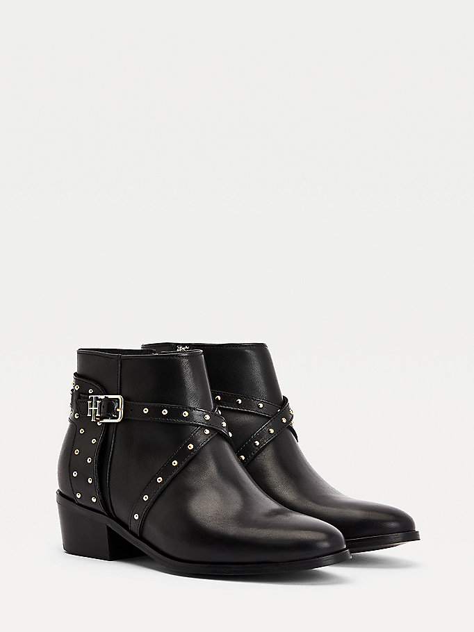 Studded Leather Ankle Boots | BLACK | Tommy Hilfiger