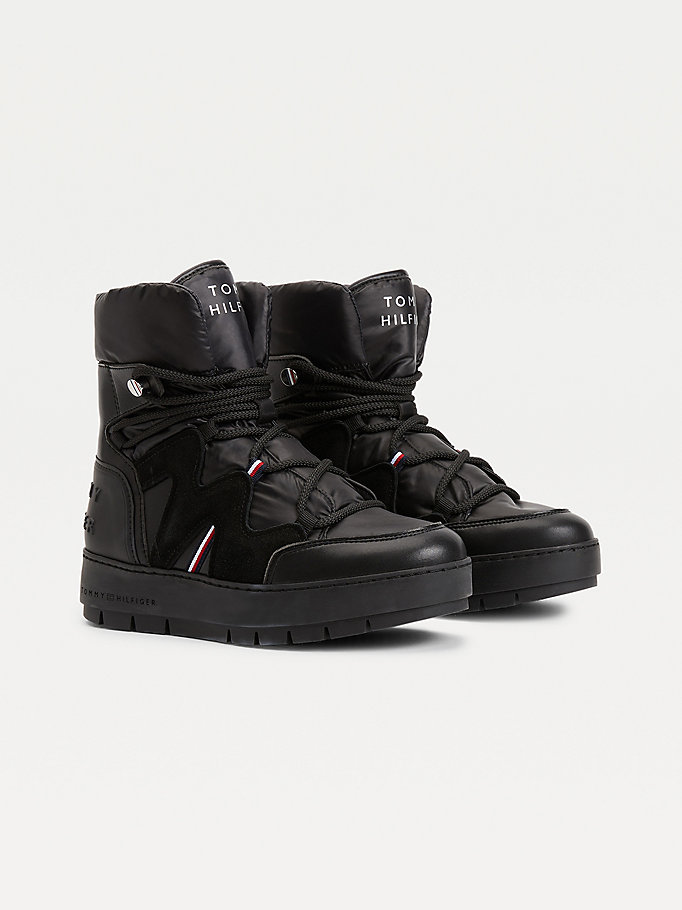 black lace-up snow boots for women tommy hilfiger
