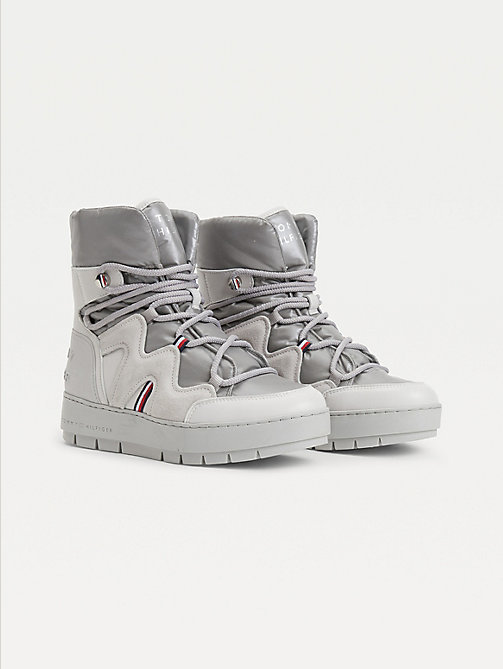 grey lace-up snow boots for women tommy hilfiger