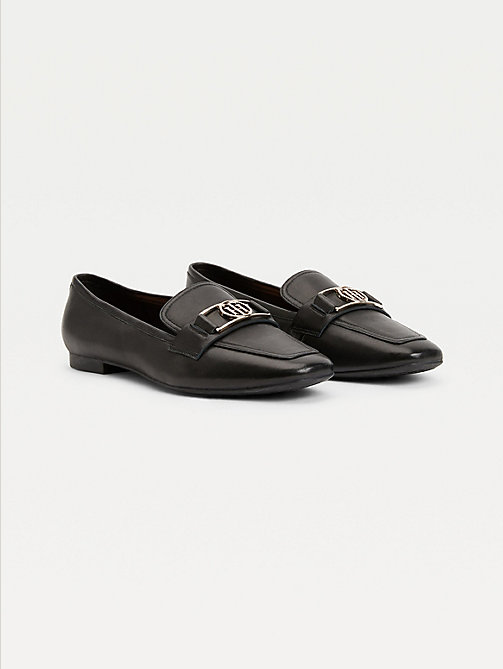 zwart essential loafer met monogram voor women - tommy hilfiger