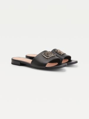 Monogram Plaque Mule Sandals | BLACK | Tommy Hilfiger