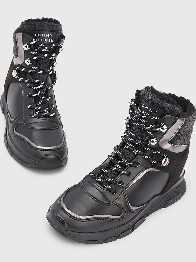 Metallic Mixed Panel Outdoor Boots | BLACK | Tommy Hilfiger