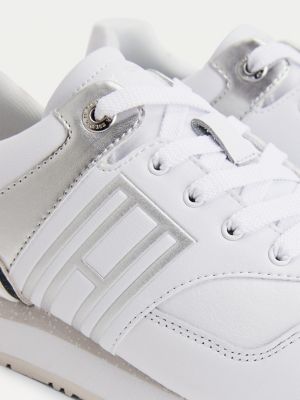 metallic leather trainers