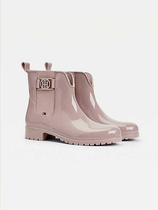 pink monogram rain boots for women tommy hilfiger