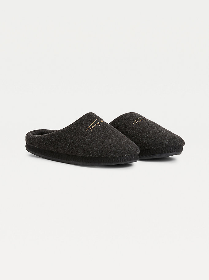 black essential signature home slipper for women tommy hilfiger