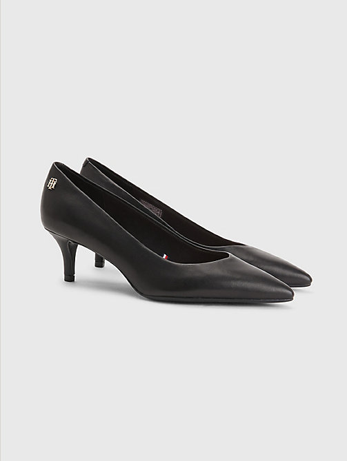 черный кожаные туфли на среднем каблуке для women - tommy hilfiger
