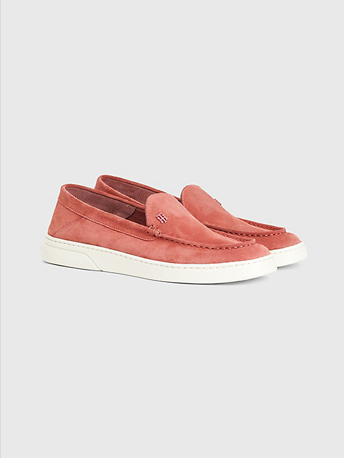 pink th comfort collapsible suede loafers for women tommy hilfiger