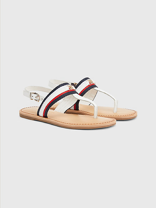 white signature webbing flat sandals for women tommy hilfiger
