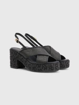 black low heel platform sandals