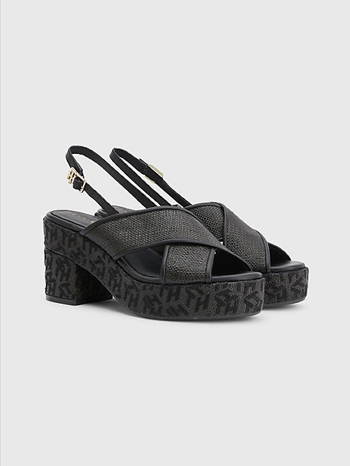 black mid heel platform sandals for women tommy hilfiger