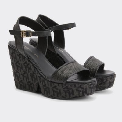 black suede wedge sandals