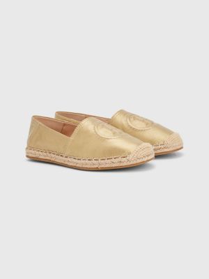 Leder-Espadrille mit Blumen-Monogramm | GELB | Tommy Hilfiger