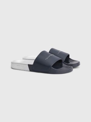 Metallic Logo Pool Slides | BLUE | Tommy Hilfiger