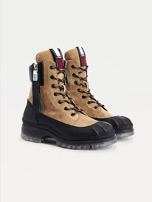 black tommyxromeo cleat suede boots for women tommy hilfiger