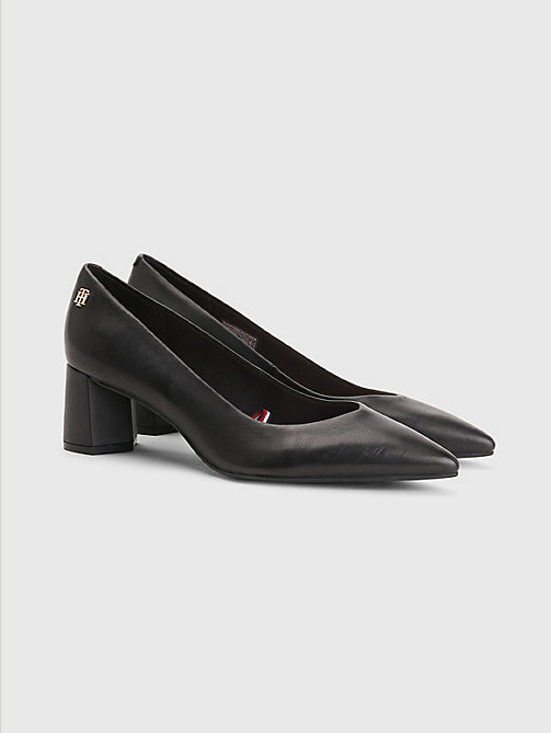 черный кожаные туфли на устойчивом каблуке для women - tommy hilfiger