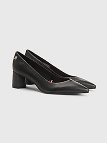 black mid heel leather pumps for women tommy hilfiger