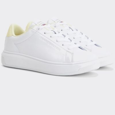 tommy hilfiger white metallic plaque cupsole trainers