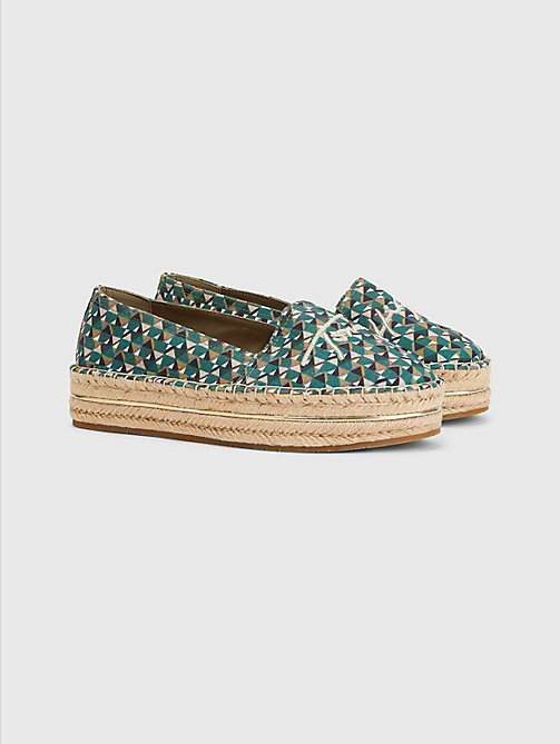 green printed signature logo espadrilles for women tommy hilfiger