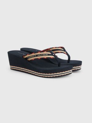 Logo bing High Wedge FlipFlops BLUE Tommy Hilfiger