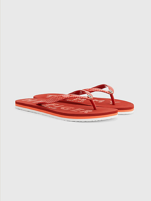 red logo flip-flops for women tommy hilfiger