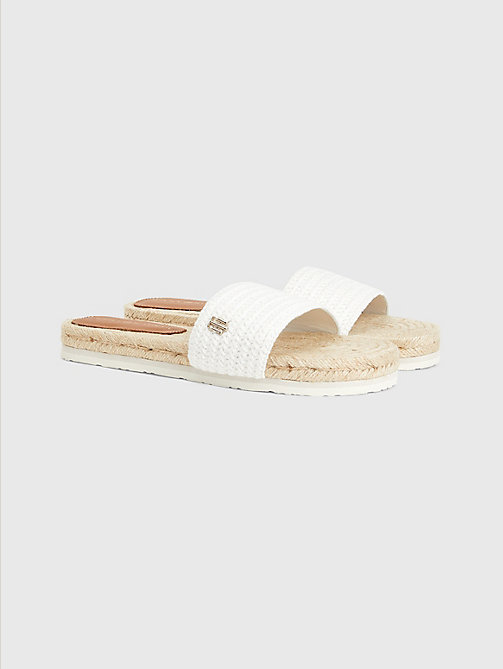 white woven strap flat espadrille sandals for women tommy hilfiger