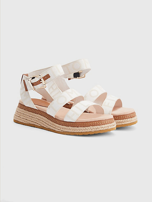 white rope wedge heel sandals for women tommy hilfiger