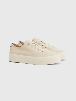 essential vulcanised leather trainers