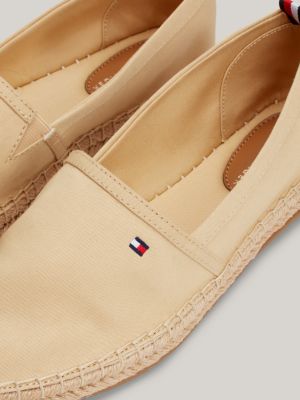 espadrillas basse in tela con bandierina beige da donne tommy hilfiger