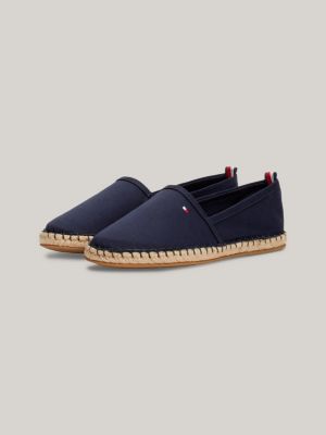 blue flache canvas-espadrille mit flag-stickerei für damen - tommy hilfiger