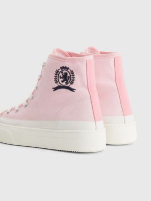 Zapatillas de lona con corte alto y escudo | ROSA | Tommy